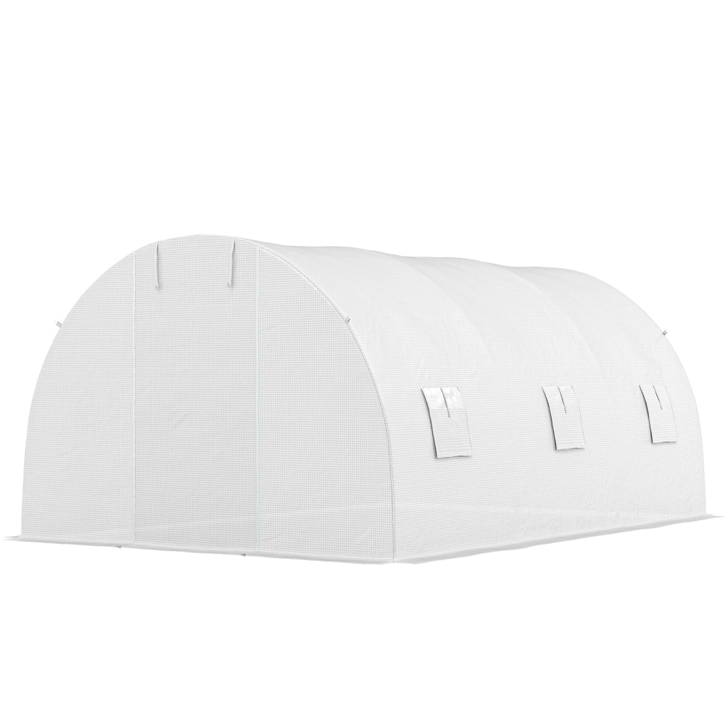 Serra Tunnel da Giardino ¨C Xylo ¨C 4,5x3x2m Bianco Acciaio Galvanizzato 6 Finestre