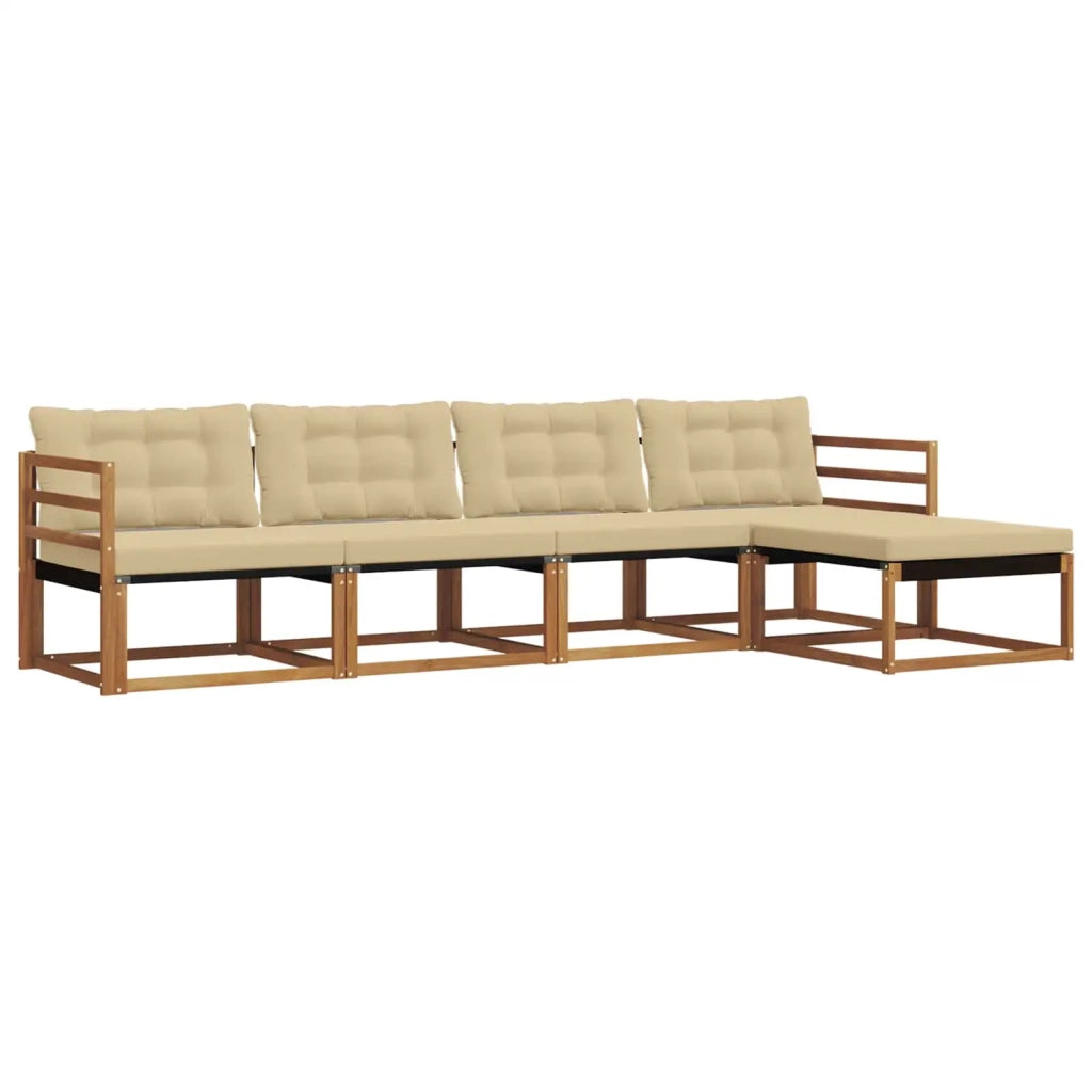 Set di divani da esterno con cuscino 5 pcs Naturale e Beige