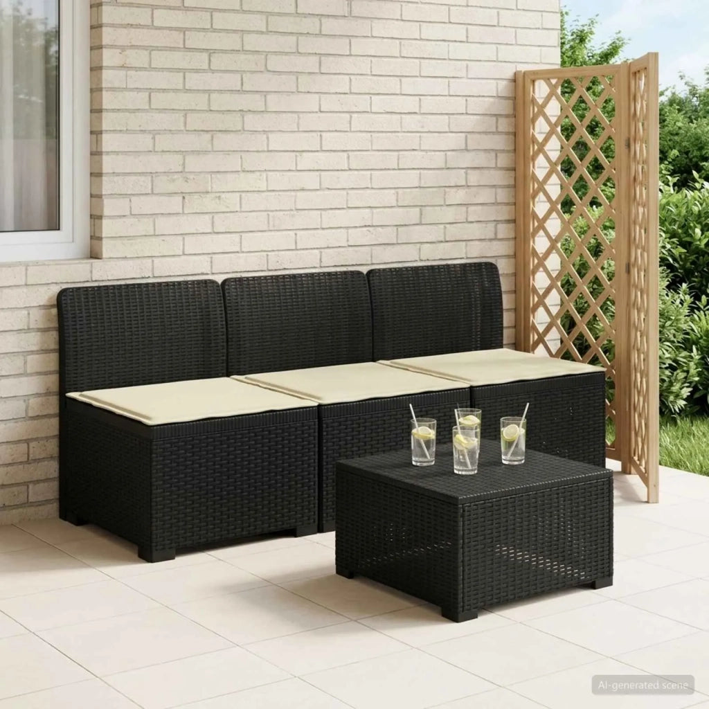 Divano da giardino 3 posti con cuscini in look rattan PP 8011960