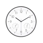 Orologio da Parete 30 cm con Termometro Igrometro Movimento Silenzioso Bianco / Nero Nedis