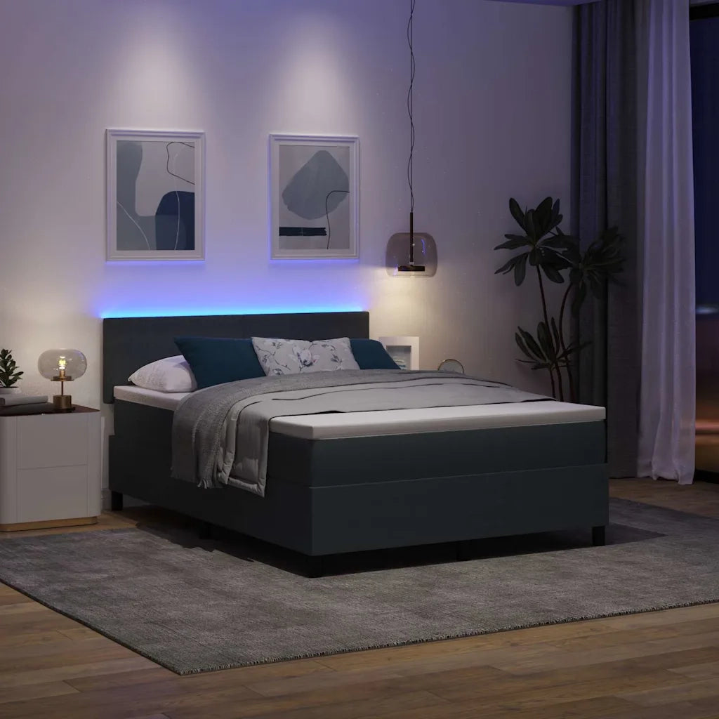 Letto a Sorgente LED Grigio Scuro e Bianco 140 x 190 cm 3337600