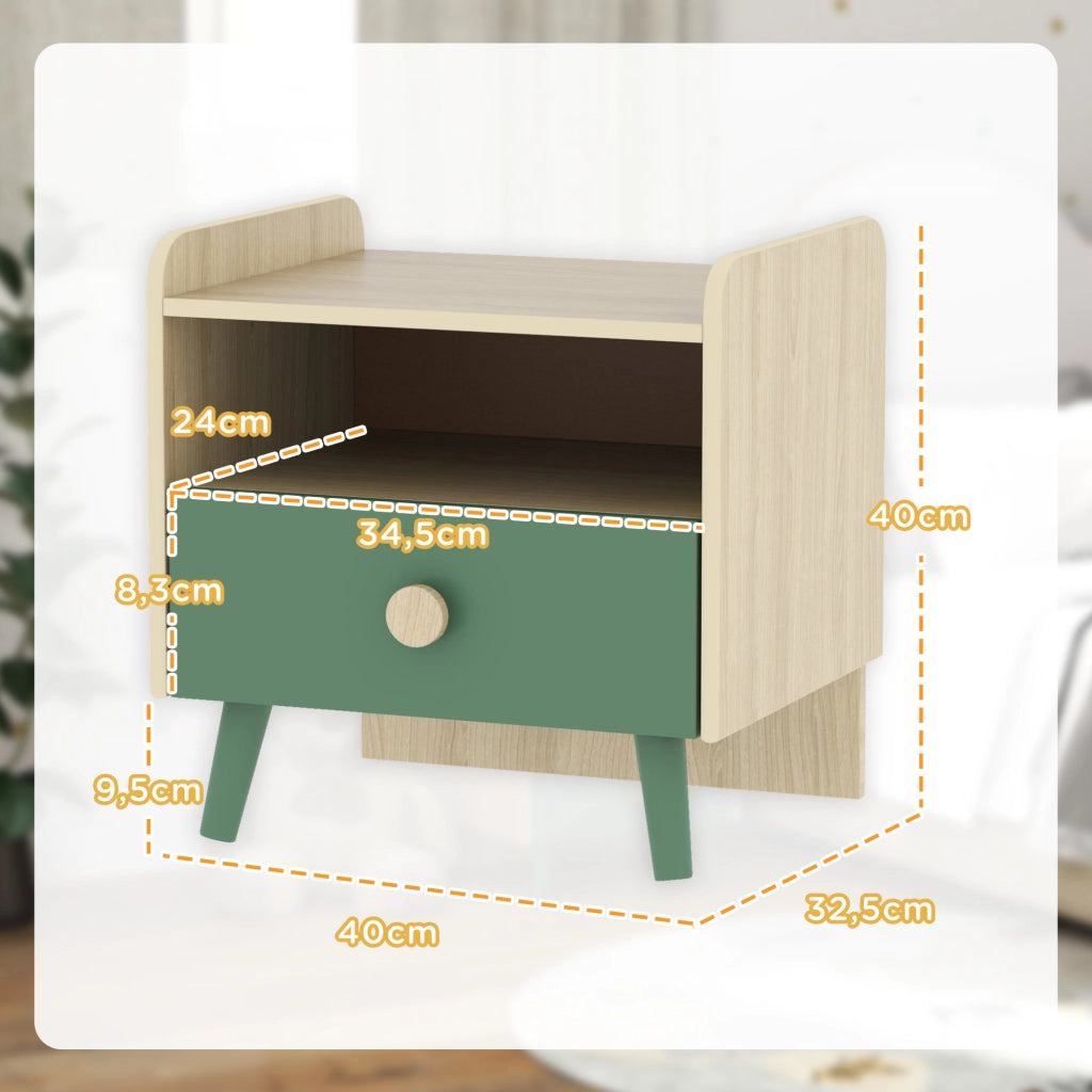 Tavolino da notte per bambini ¨C zephmum ¨C con cassetto e nicchia, legno