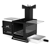 Stufa a legna portatile 54 x 36 x 44 cm 3 zone di cottura multifunzionale design moderno nera SPCC 20_0013305