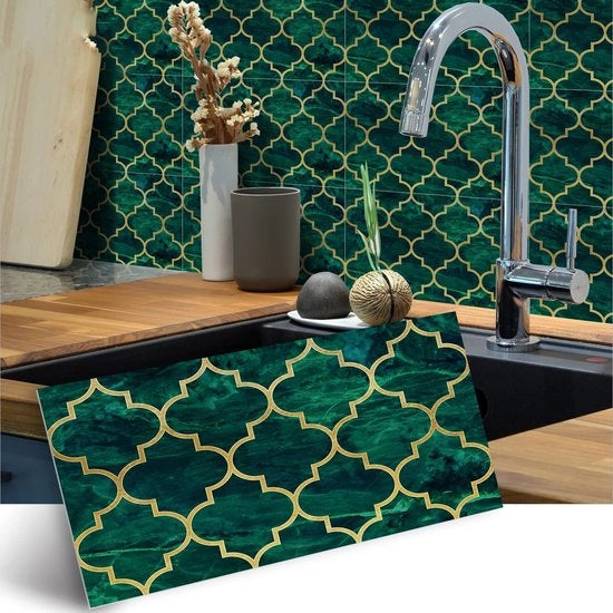 Tegole Antiscivolo per Pavimento - Adesivi per Pavimento - PVC - Autoadesivi - Decorazione - 30cm x 15cm / 4 Pezzi - Adesivo per Pavimento