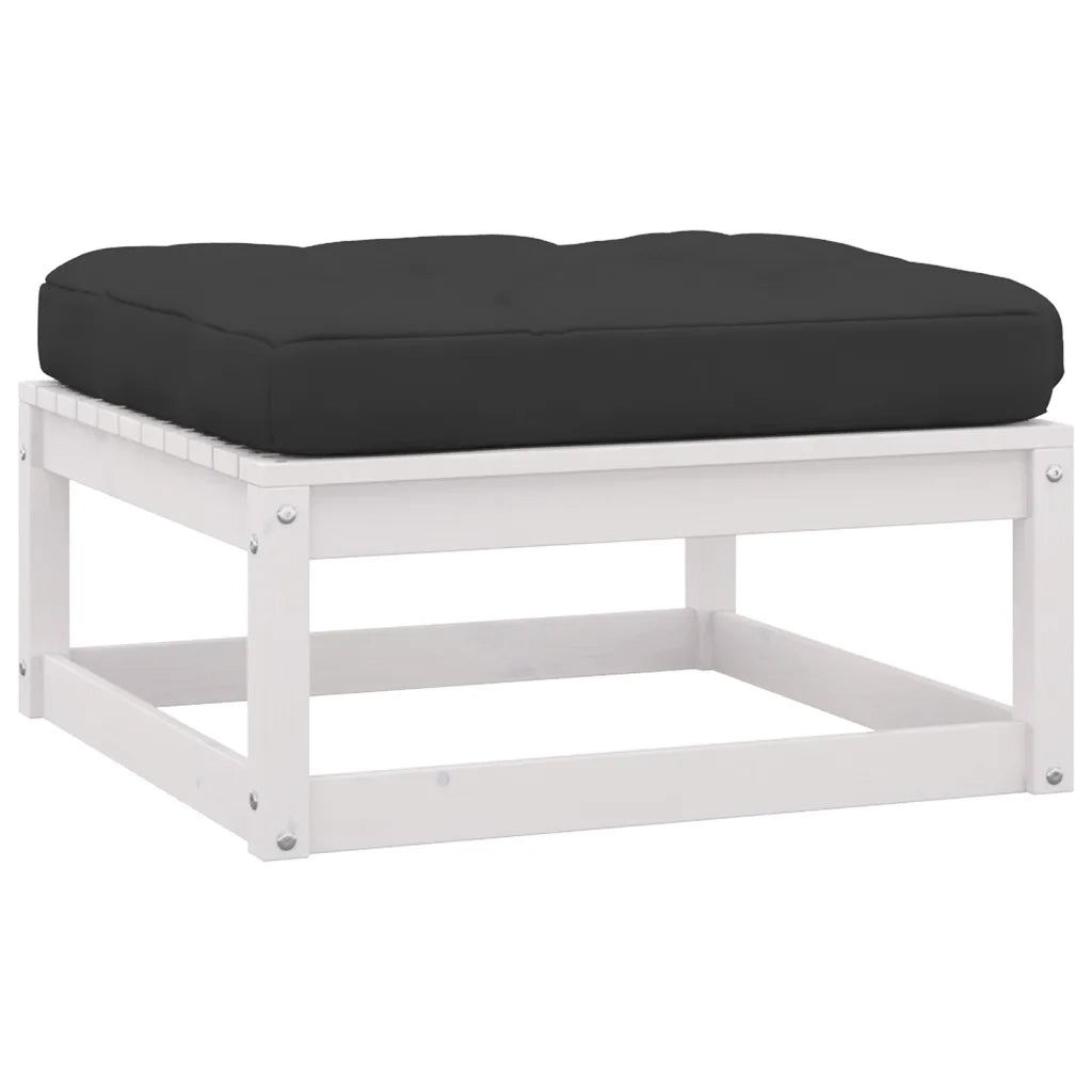 Set Salotto Giardino 8pz con Cuscini Bianco Legno Massello Pino 3077130