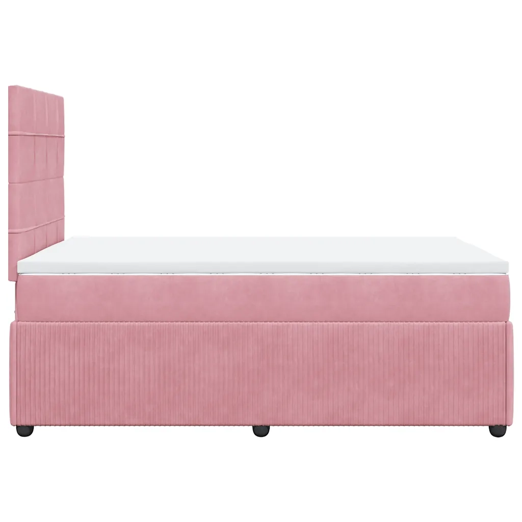 Giroletto a Molle con Materasso Rosa 120x190 cm in Velluto
