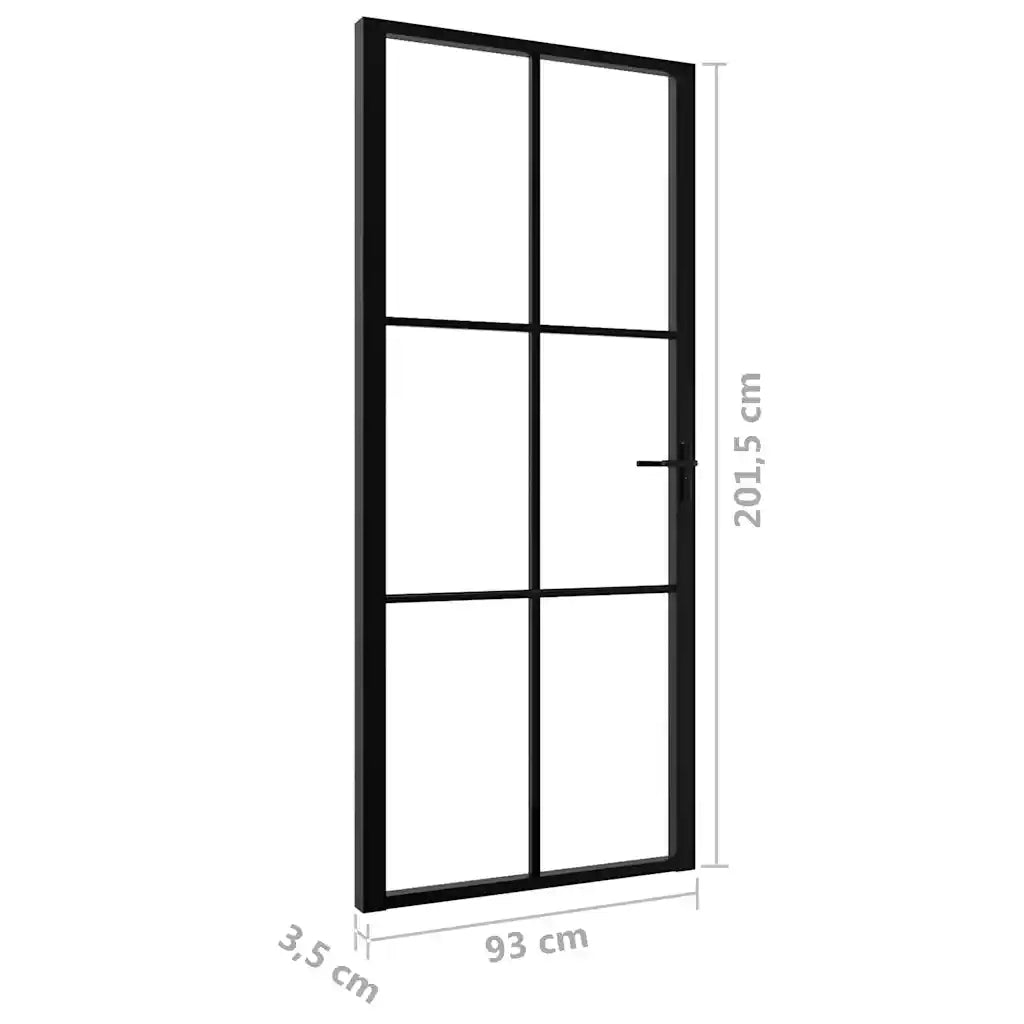 Porta da Interno ESG Vetro e Alluminio 93x201,5 cm Nera 151204