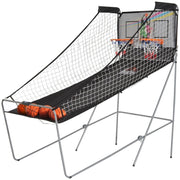 CANESTRI BASKET CON TABELLONE LED 4 PALLONI E 8 MODALITA DI GIOCO 205X110X205 CM BIANCO E NERO
