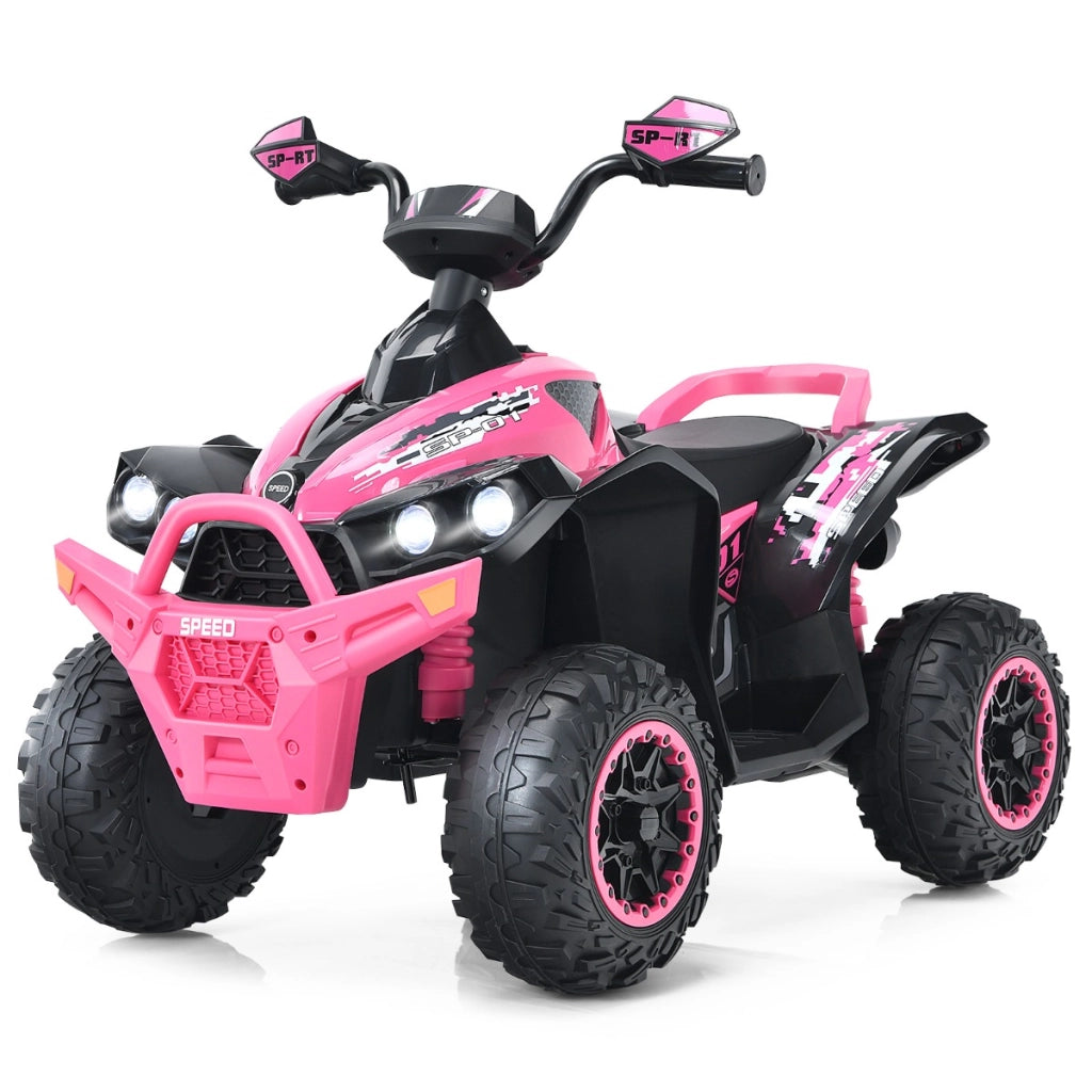 Quad giocattolo 12V alimentato a batteria con luci LED musica e pedale, Quad adatto per bambini 3-8 anni Rosa-Macchinine giocattoli