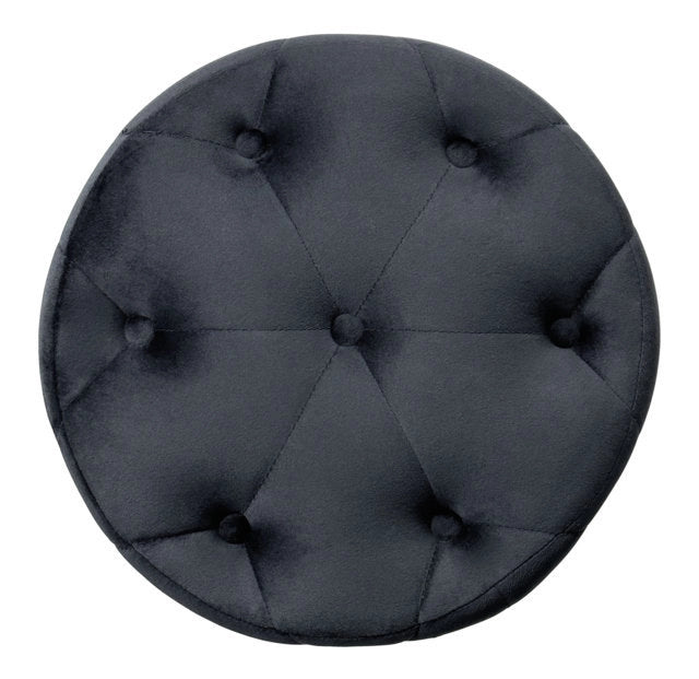 Pouf in velluto capitonné nero, poggiapiedi - Honey - PO10HO
