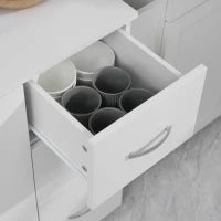 Credenza da Cucina con 4 Ante, 3 Cassetti Mensola e Ampio Piano, 89L x 39,5P x 168H cm, Bianco