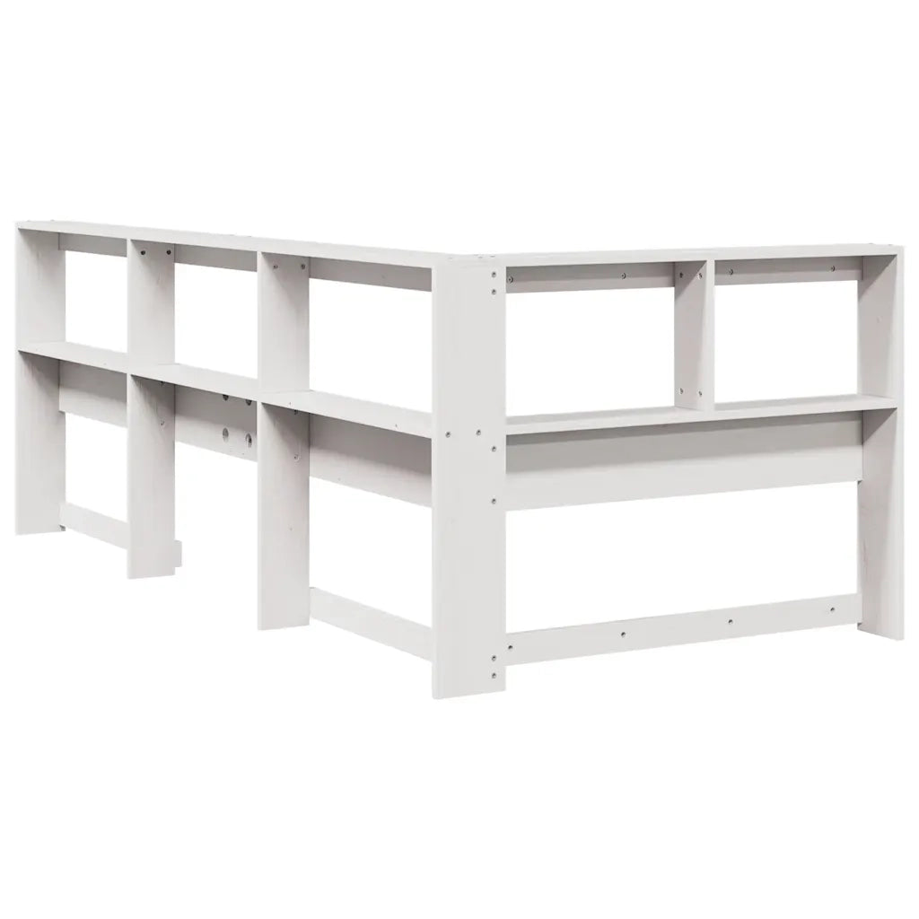 Testiera libreria a L-Testata contenitore Bianca 90 cm in Legno Massello di Pino 410796