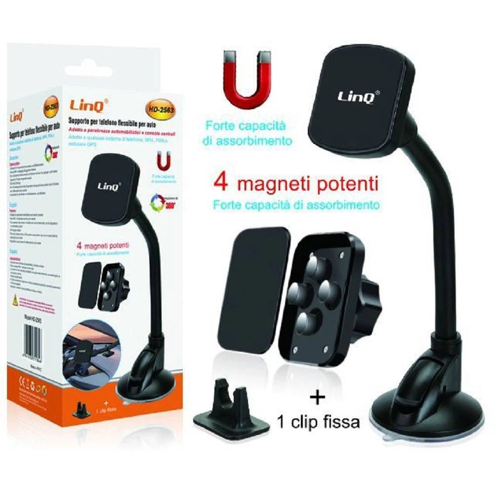 Trade Shop - Supporto Da Auto Universale Per Smartphone Flessibile A Ventosa Magnetico Hd-2563 -