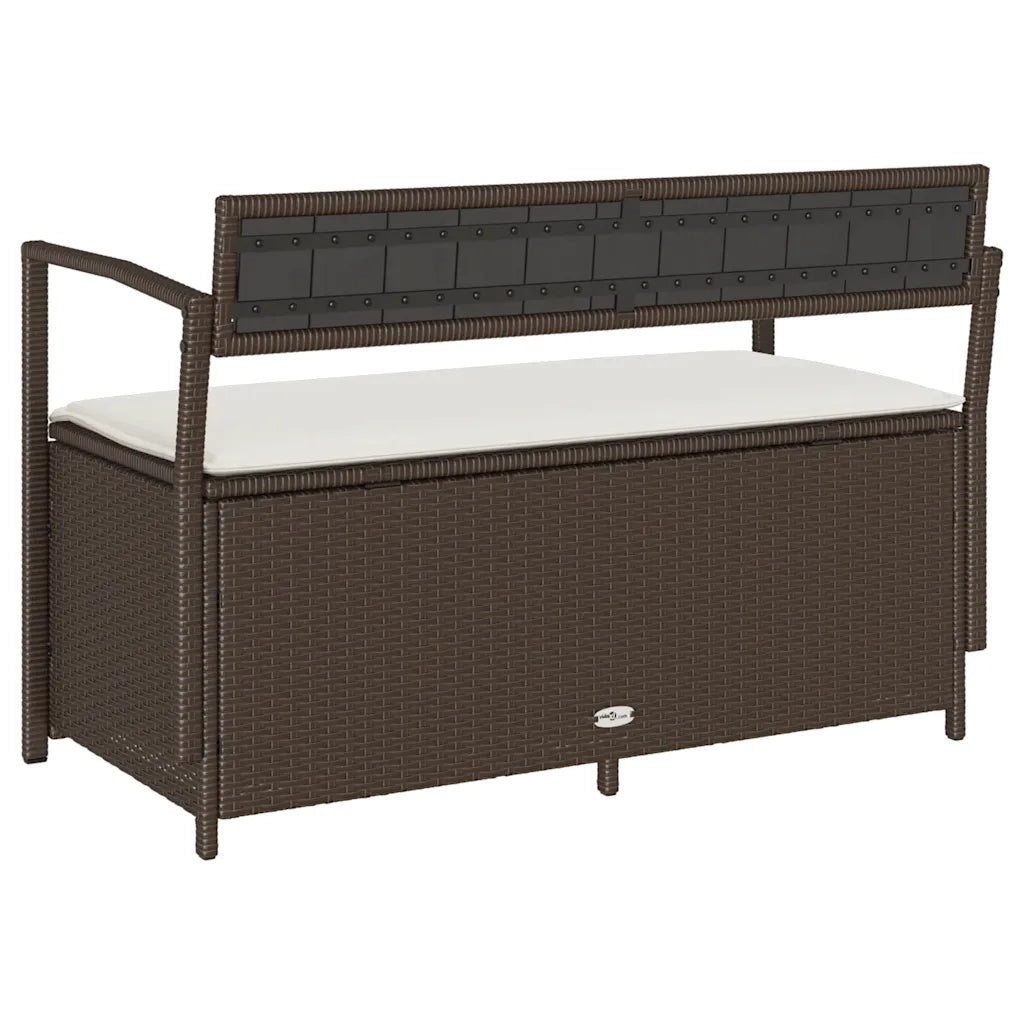 vidaXL Panca Portaoggetti da Giardino con Cuscino Marrone Polyrattan