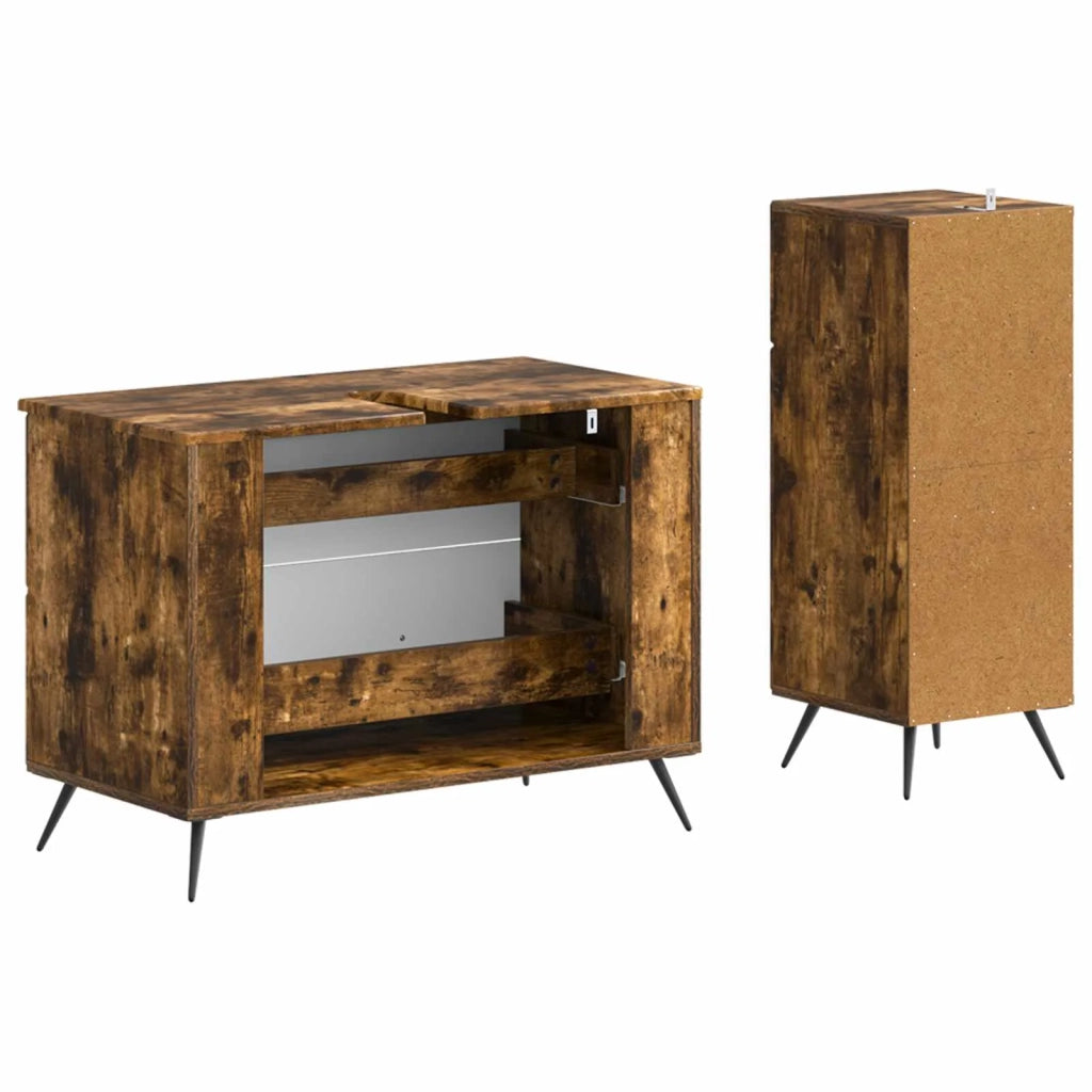 Set di Armadi da Bagno da 2 Pezzi BREDA Rovere Fumo 3417725