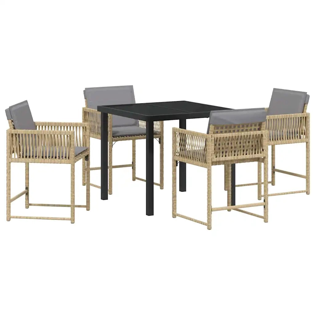 Set da Pranzo per Giardino 5 pcs Beige polyrattan 3380765