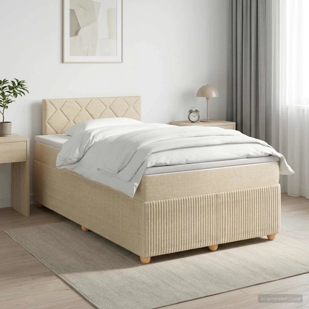 Letto box spring con materasso Crema 120 x 200 cm Tessuto 3451452