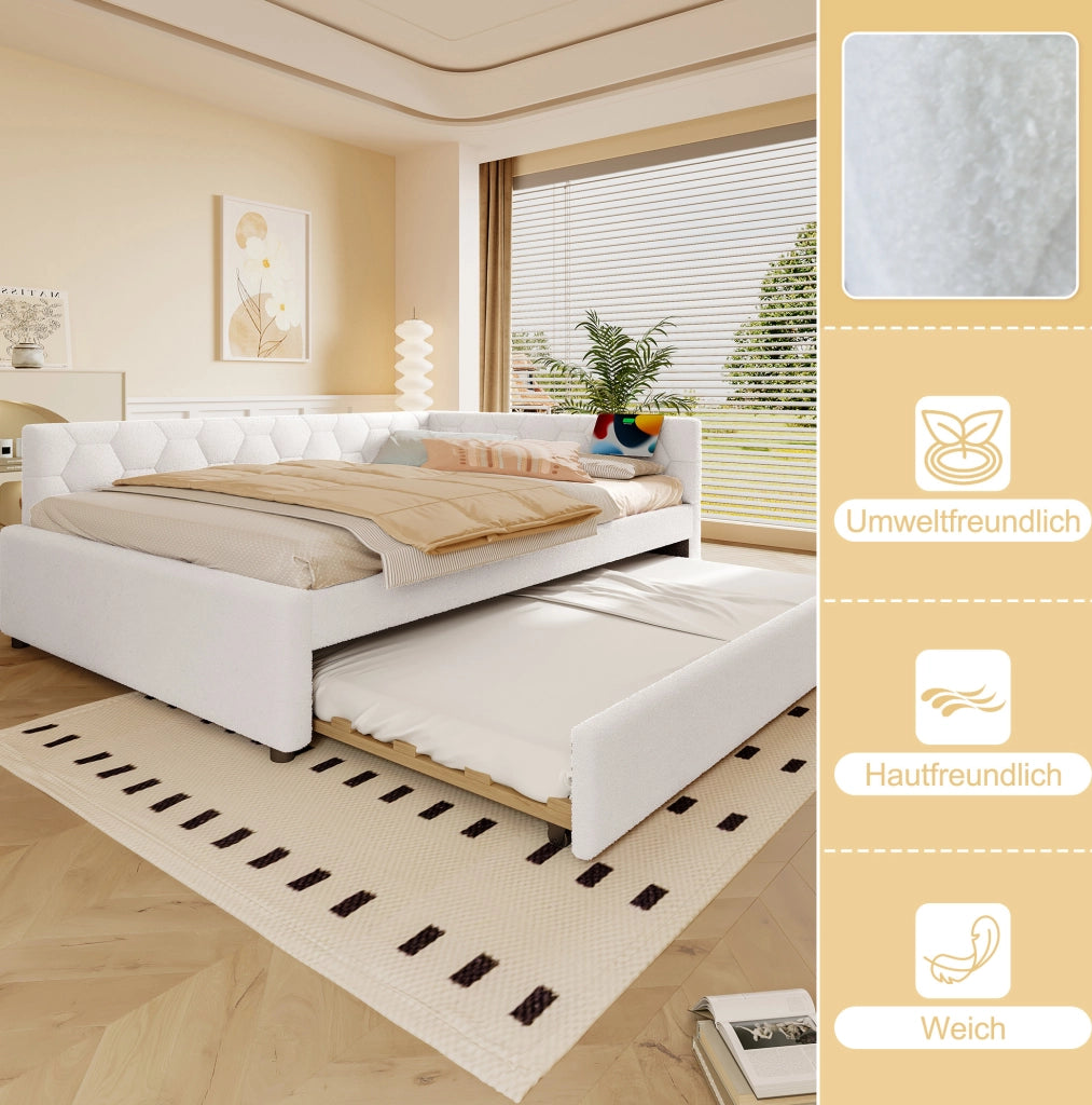 Letto da giorno 140x200 cm con letto estraibile e USB
