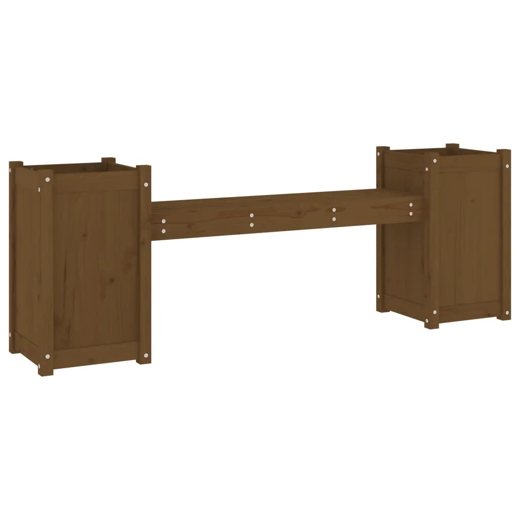 Panca da Giardino | Panchina Fioriera Marrone Ambra 180x36x63cm Legno Massello Pino