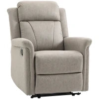 Poltrona Reclinabile Manualmente 135° con Poggiapiedi, Poggiatesta e Braccioli Imbottiti, 78x96x102 cm, Grigio