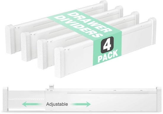 Verdelatori di carico adattabili, confezione da 4, altezza 6 cm, compatibili con dimensioni 32-58 cm, organizzatore di carico espandibile per cucina, camera da letto, ufficio, armadi