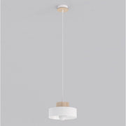 Lampada a sospensione KIVI in acciaio bianco e legno