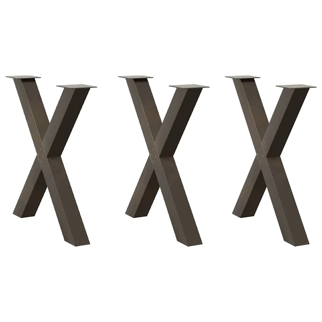 Set di 3 gambe per tavolo da pranzo a forma di X 80 x 72 cm acciaio verniciato a polvere naturale 02_0057265