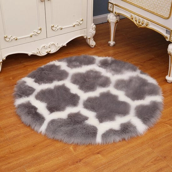 Tappeto in plastica artificiale, tappeto per salotto, tappetino per yoga, tappetino per ingresso, 60 cm di diametro (grigio).