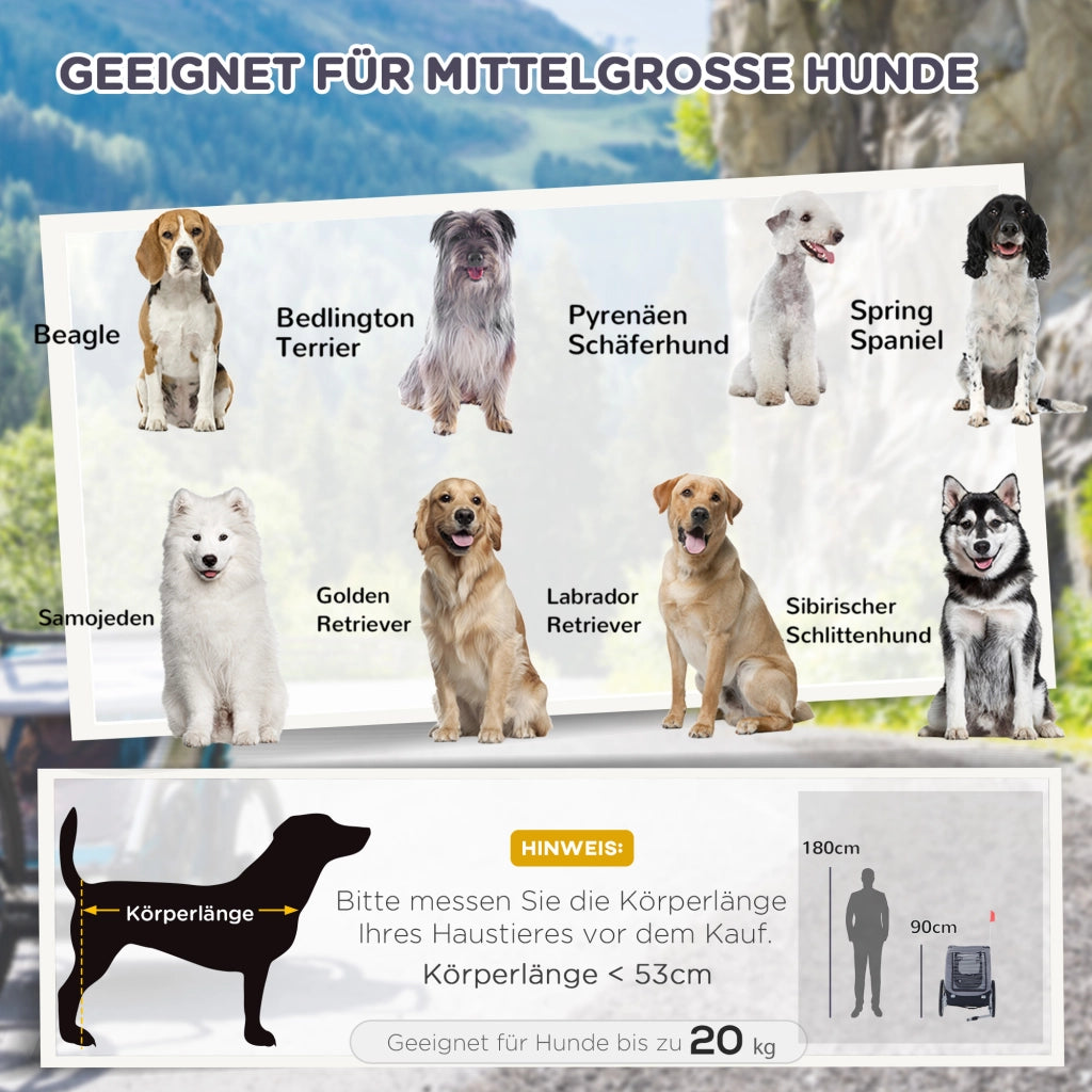Rimorchio per animali domestici pieghevole ¨C Xylo ¨C grigio+nero, 130x73x90cm