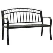 Panchina da Giardino | Panca da Giardino con Tavolino Nero 120 cm Acciaio