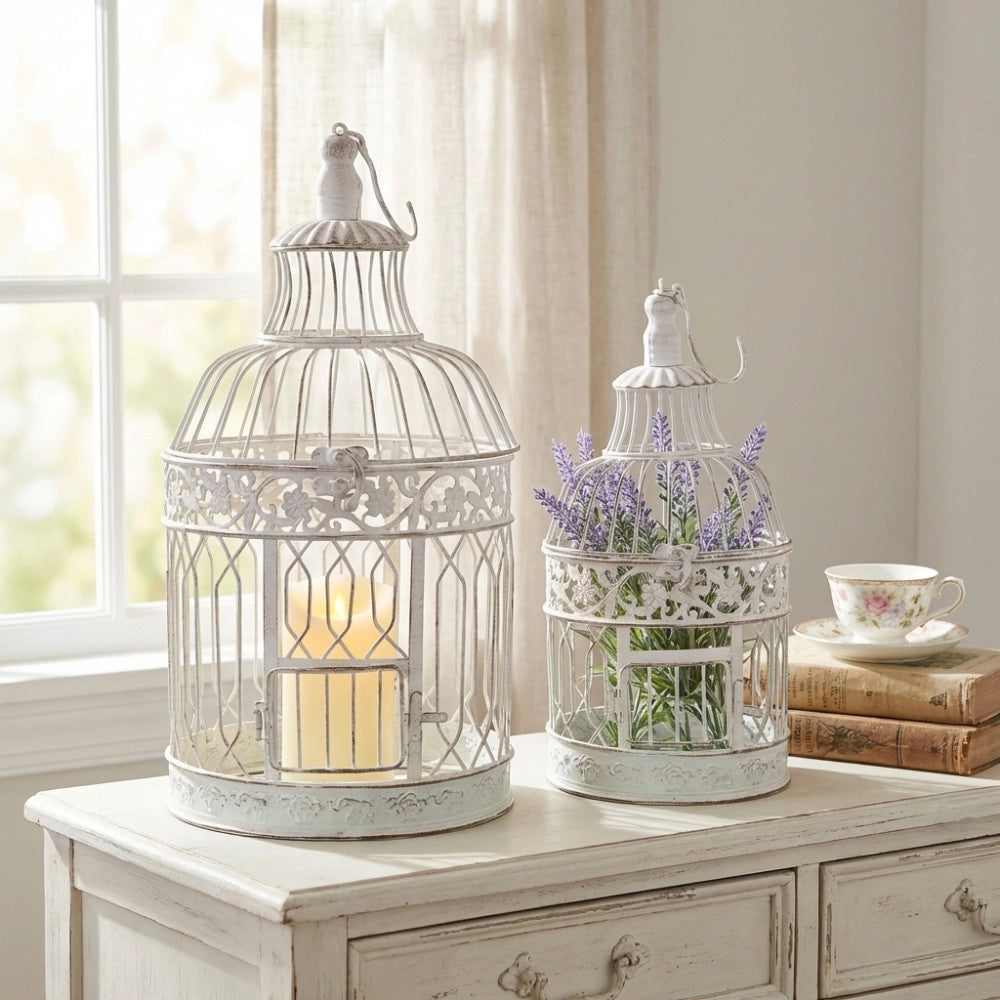 SET DI 2 GABBIE CLAIRE ROTONDE BIANCO ANTICO