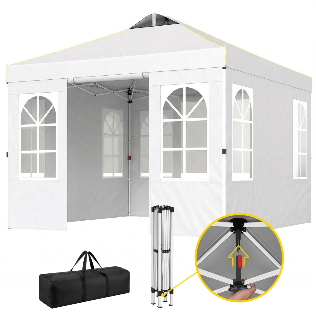 Tenda da giardino pieghevole 3x3 m con UPF50+ ¨C zephmum ¨C 4 laterali, bianco