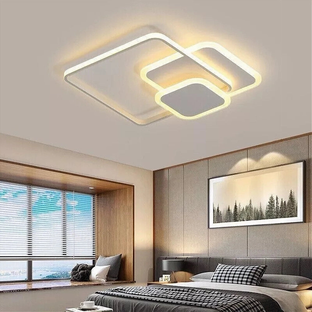 Trade Shop - Plafoniera Luce Naturale Led Quadrata 50w Lampadario Soffitto Bianco Moderno 50057 -