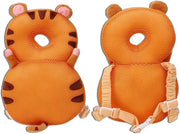 Protezione per Capelli Bambino con Cuscino Capo Piano e Disegno Animale - Piumino di Cotone - Borsa e Cuscino di Protezione per Bambini in Movimento - Disegno Tigrato - Adatto da 7 Mesi e oltre