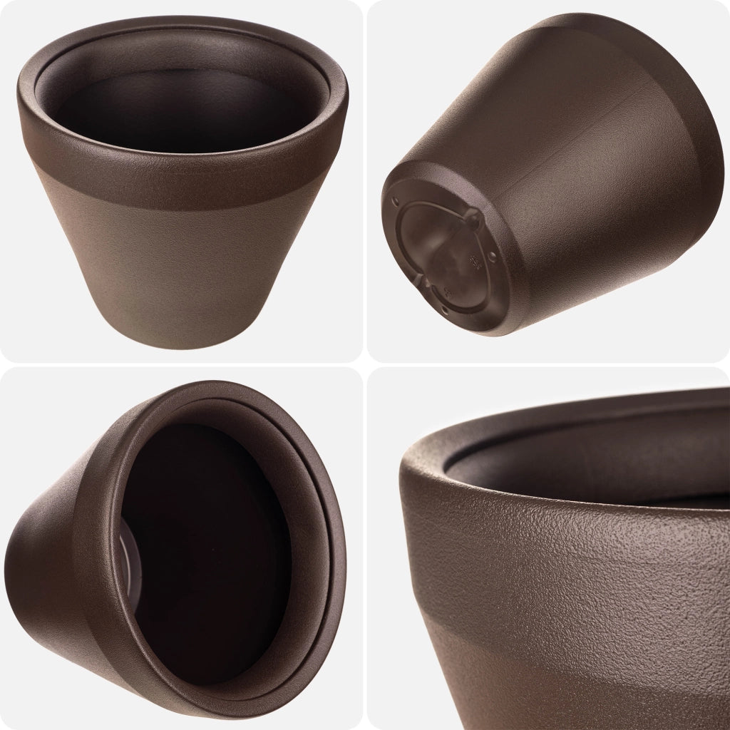 Vaso da fiori rotondo grande KADAX per giardino e terrazzo, marrone, 46 cm