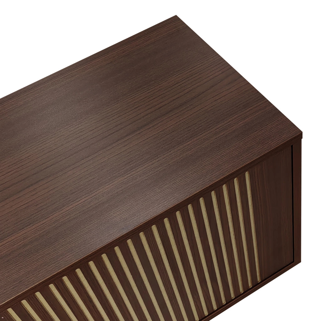 Mobile TV 200x35x53 cm con LED via Bluetooth e app in MDF e truciolare nero e marrone noce