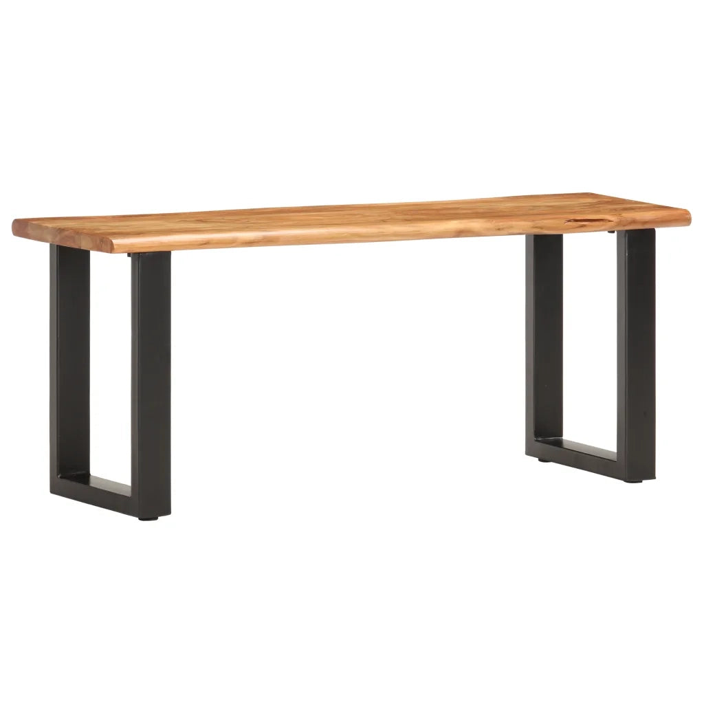 Panca con Bordi Vivi-Sgabello 110 cm in Legno Massello Acacia e Acciaio