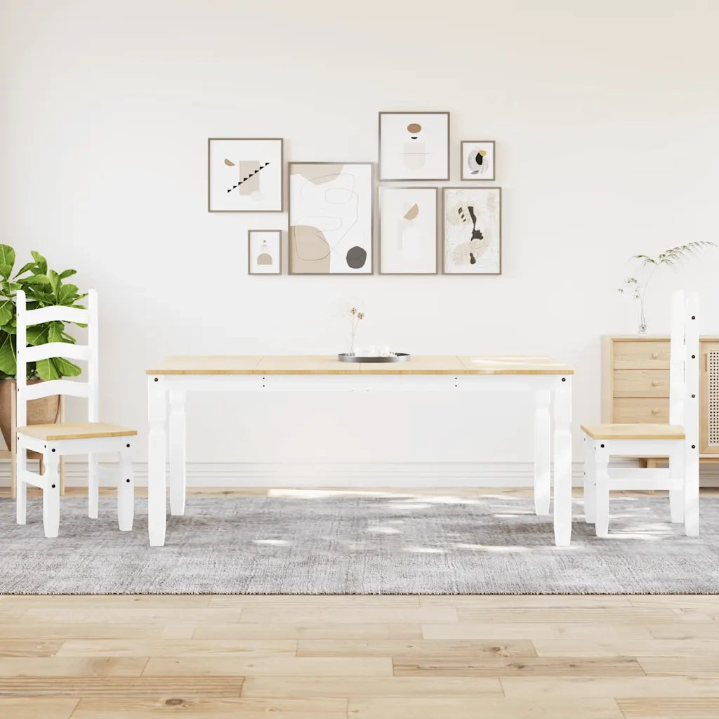 Set da Pranzo 3 pz PANAMA Bianco in Legno Massello di Pino 3345208