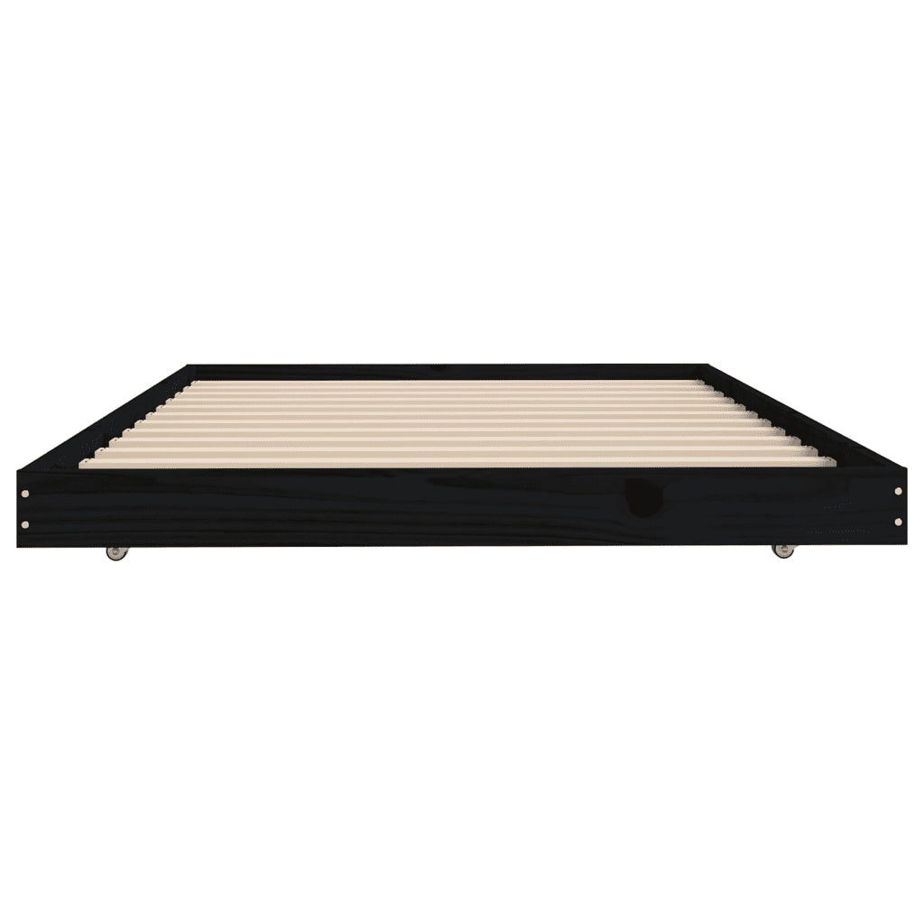 Letto singolo | Letto per adulti | Giroletto Nero 100x200 cm in Legno Massello di Pino