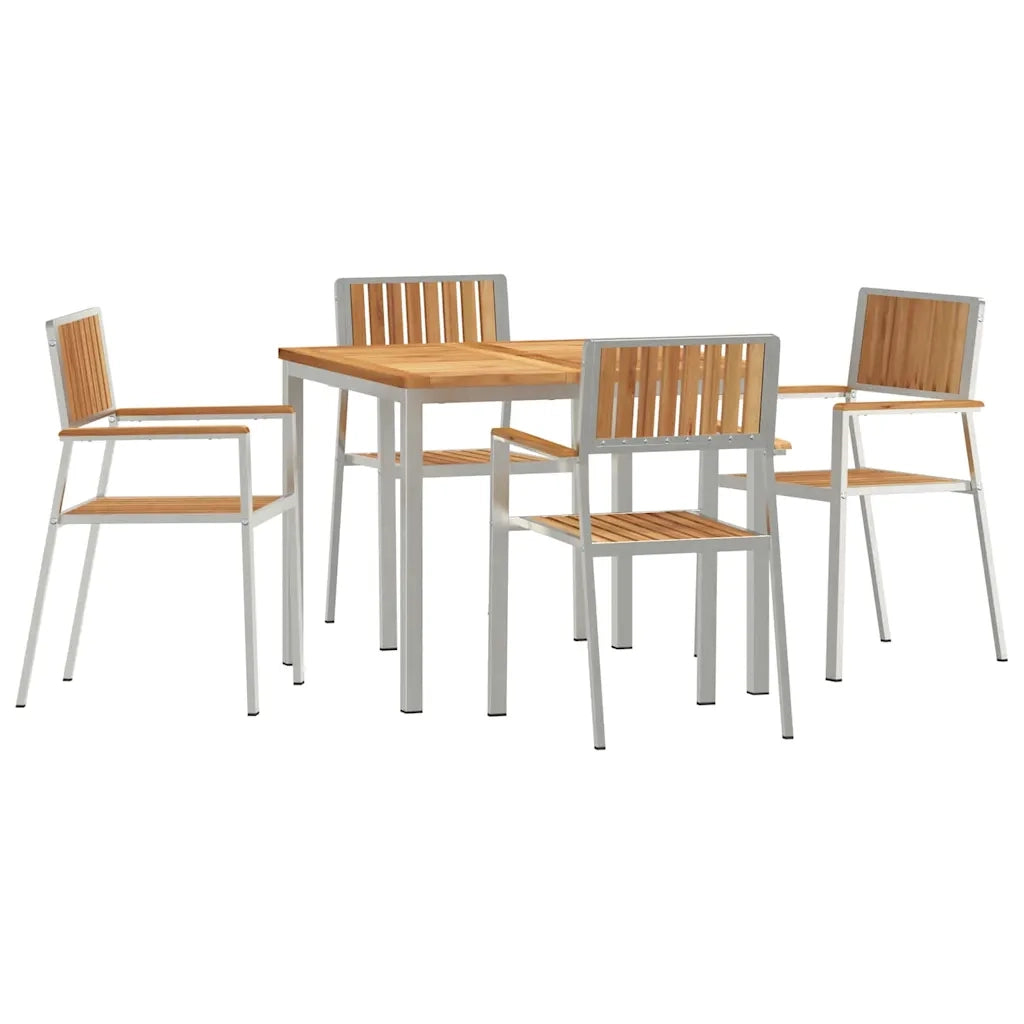 Set da pranzo per esterni 5 pcs Marrone Legno di teak solido 3334798