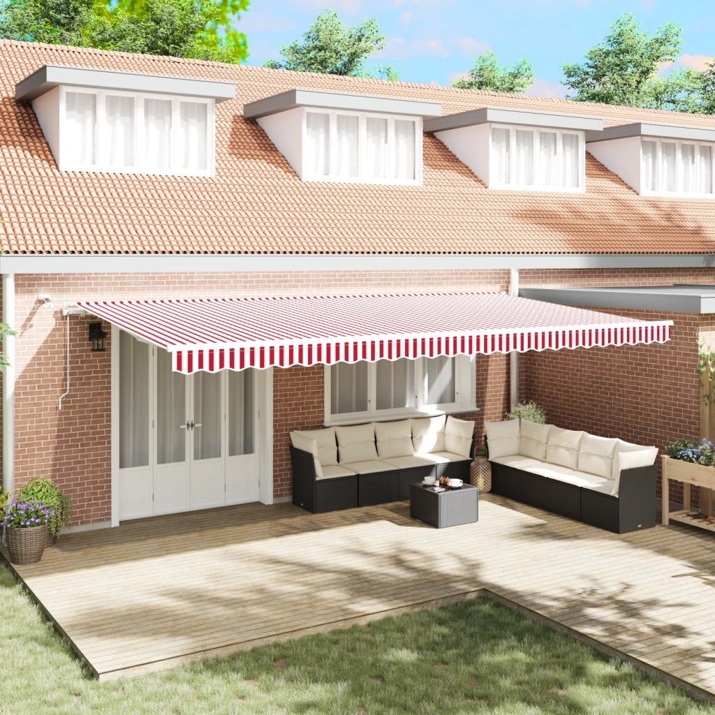 Tenda Retrattile Automatica con Strisce Rosse e Bianche 600x350 cm