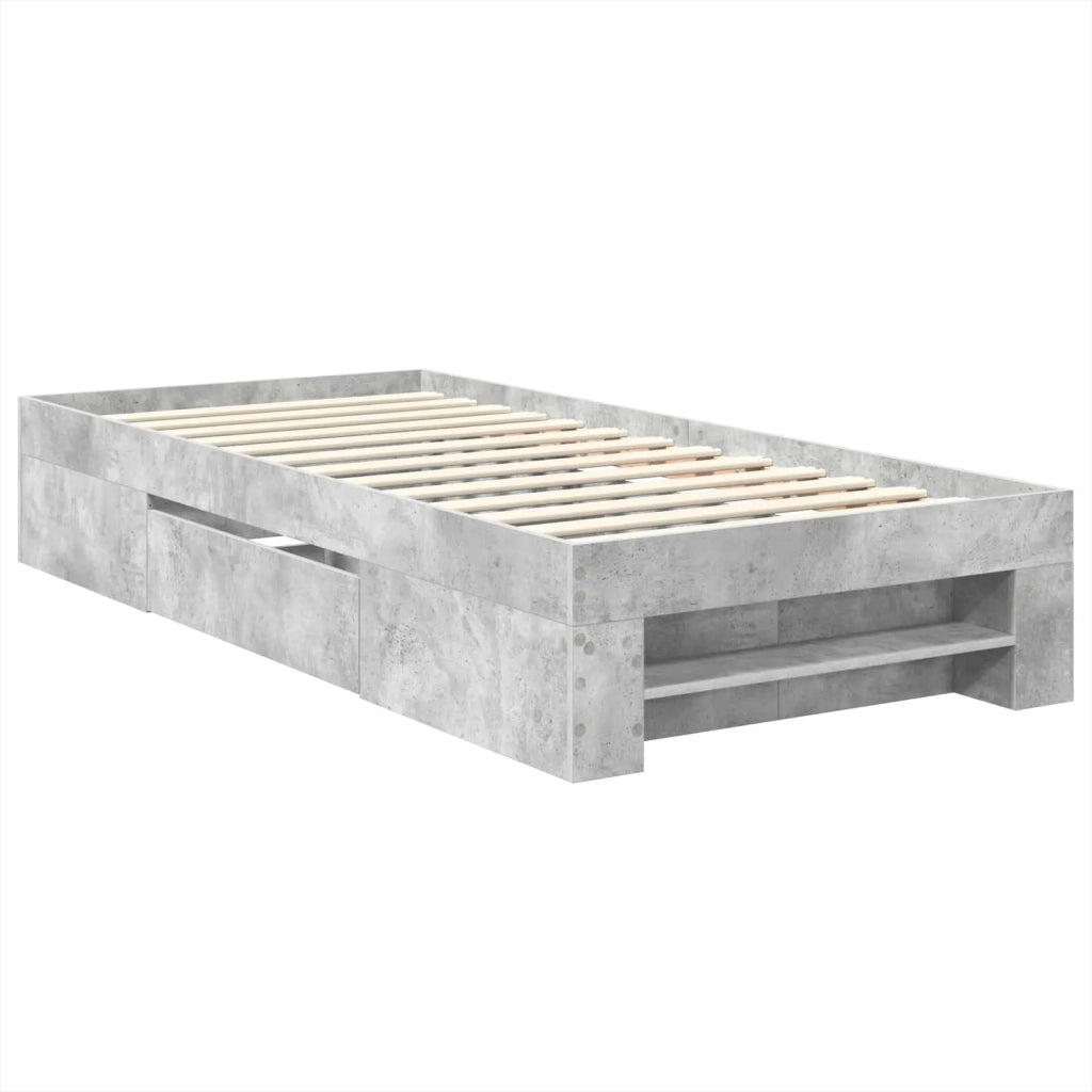 Struttura del letto con testiera Grigio cemento 90 x 200 cm