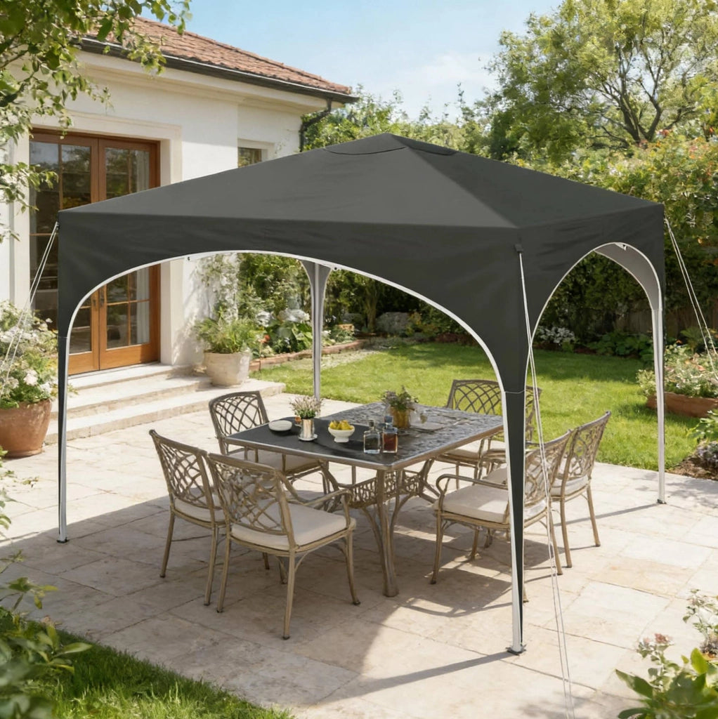 Gazebo pieghevole 3 x 3 m grigio con tetto Oxford 210D e altezza regolabile