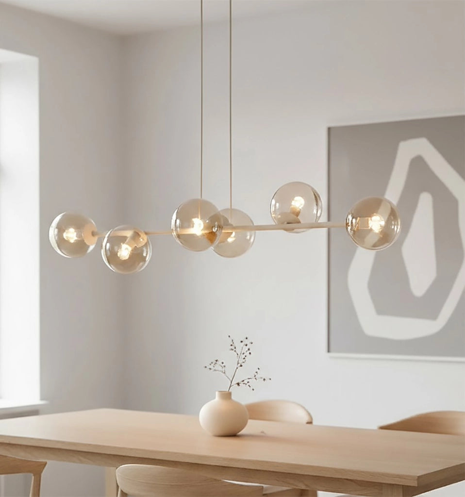 Lampadario moderno MAGNUS 6xE14 vetro beige Emibig