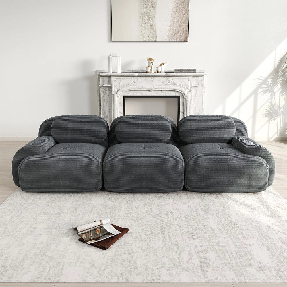 Divano 3 posti ¨C Minimal ¨C grigio, tessuto, braccioli imbottiti, senza montaggio