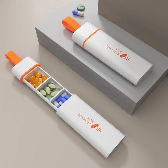 Organizzatore di pastiglie - Portatile - Mini organizzatore di pastiglie quotidiane - Piccolo contenitore di pastiglie - Organizzatore di farmaci da viaggio - 2 pezzi