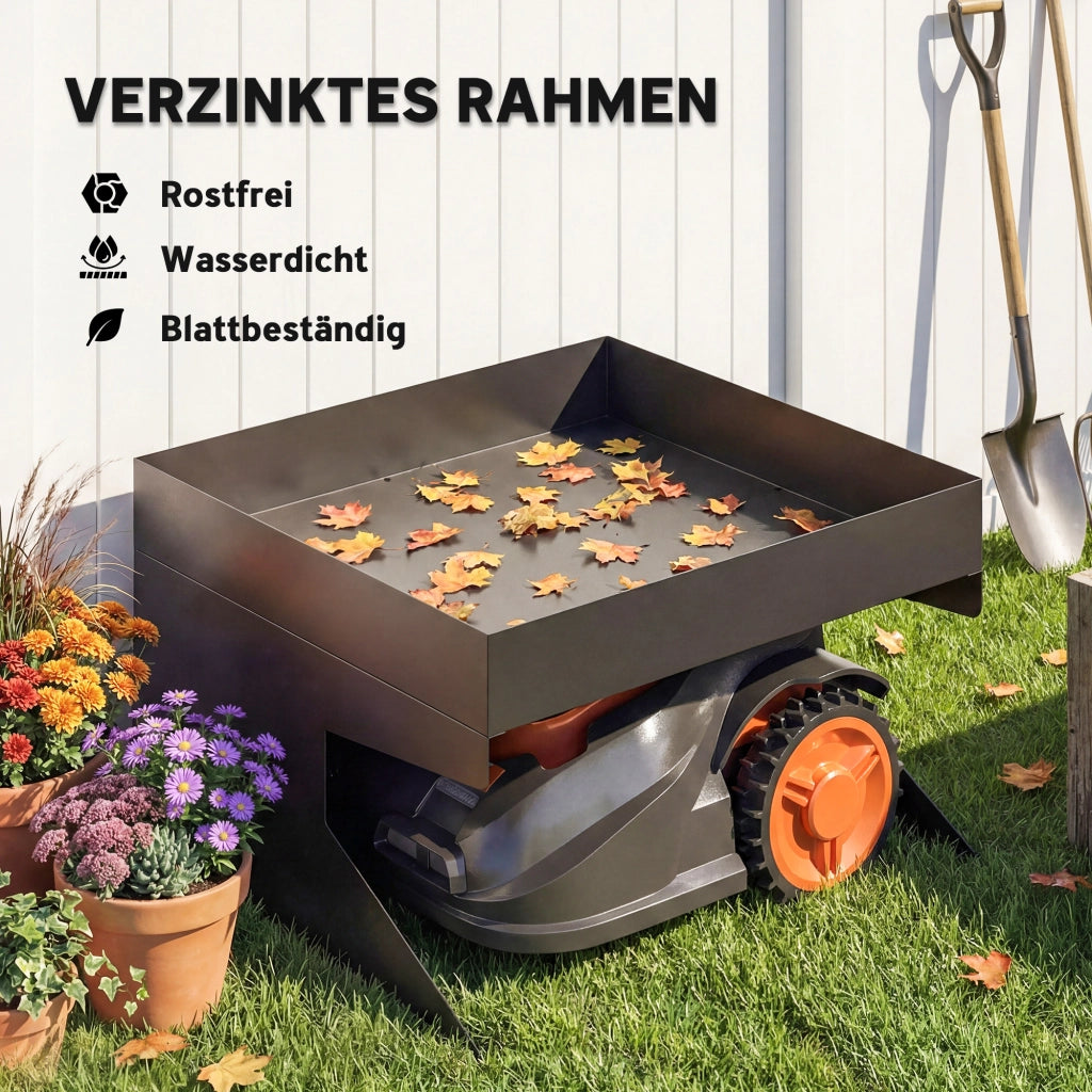 Garage per Robot Tagliaerba con Vaso per Piante ¨C Minimal ¨C Acciaio Zincato Nero