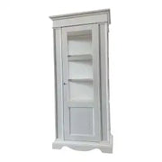 Vetrinetta Alberta in legno 1 anta bianco anticato con rilievo