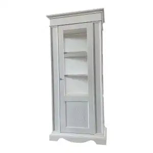 Vetrinetta Alberta in legno 1 anta bianco anticato con rilievo