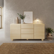 Madia Hamonene, Credenza 3 Cassetti, 160x38x80h cm Marrone Rovere